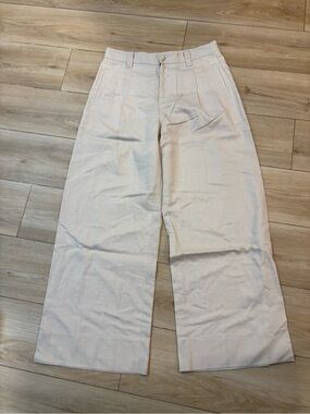 No. 6 Store Pants Cream/Ivory Cotton Pleated Wide Leg Large L
